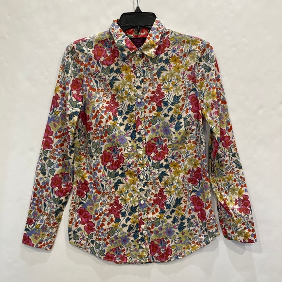 J. Crew Tops - J. Crew Perfect Shirt Liberty Edna Floral Vintage Red Multi Button Up Size 4